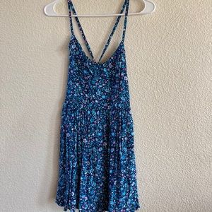 Hollister Co Blue w/ Pink Floral Dress - M